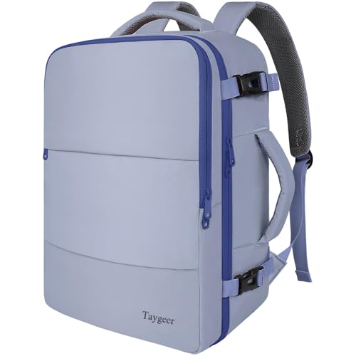 Image of Taygeer Travel Backpack for Women,40L Travel Laptop Mochila Carryon Luggage | College Backpack with Laptop Compartment & Shoe Pouch, Airline Approved Personal Item Bag for Weekender Gym Hiking, Gray Blue