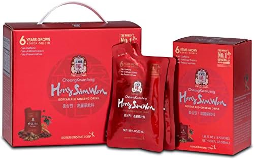 CheongKwanJang [Hong Sam Won - Korean Red Ginseng Drinks Pre Workout Energy Drink for Men & Women, Korean Food Korean Red Panax Ginseng Extract Tea, Increase Productivity, Circulation - 20 Pouches