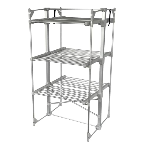 Oypla 3 Tier Electrical Heated Folding Clothes Horse Airer Dryer with 36 Heated Rails