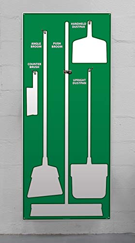Image of NMC SB104AL 5S Janitorial Shadow Board, Green /White, 68 inchX30 inch, Heavy-DutyAluminum (Tools Sold Separately)