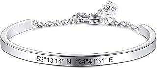 MeMeDIY Personalized Bracelet Engraving Name Identification ID Customized for Men Women Girls Water Resistant Stainless Steel Adjustable Cuff Bangle