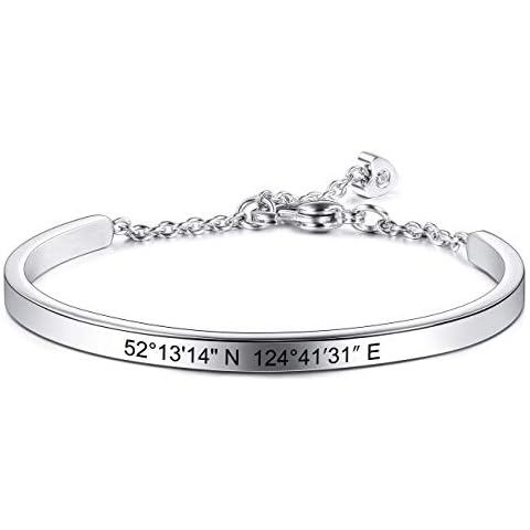 MeMeDIY Personalized Bracelet Engraving Name Identification ID Customized for Men Women Girls Water Resistant Stainless Steel Adjustable Cuff Bangle (4mm Width, Silver Color) Cover