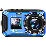 Yixinxin 4K 64MP 33FT UHD fotocamera subacquea per snorkeling con scheda da 32 GB Dual Screen Compatta impermeabile antipolvere galleggiante fotocamera digitale autofocus 1500 mAh