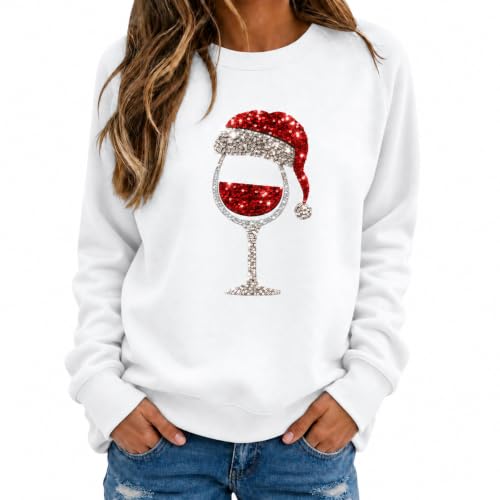 Image of Lcyu Ladies Christmas Jumpers Ugly Fashion Pullover Sweaters Women's Clothing ladies jumpers cute turtleneck longline women's knitwear autumn warm comfortable pullover xmas tops cosy soft uk White