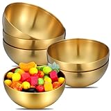 Meyeyaia 6 PCS Gold Bowls, Stainless Steel Gold Serving Bowls, Decorative Metal Salad Fruit Bowl for Party Serving Salad Dessert Cereal Fruit Snack Soup 5.9 Inch/30oz