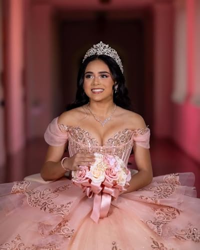 Mauuwy Princess Ruffles Quinceanera Dresses with Bow Puffy Lace Crystal 15 Dresses for Quinceanera Layered Tulle Ball Gown2