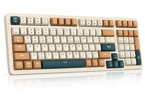 Qisan Wireless/Wired Mechanical Keyboard, Triple Mode 2.4G/USB-C/BT Wireless Gaming Keyboard...