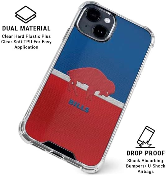 Skinit Clear Phone Case Compatible with iPhone 14 Plus - Officially Licensed NFL Buffalo Bills Vintage Design