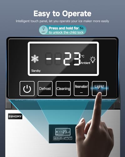 Image of EUHOMY Commercial Ice Maker,300lbs /24H,Stainless Steel Under Counter Ice Machine with Water Filter,44lbs Storage Capacity, 126 Cubes in 8-12 Mins, Freestanding Ice Machine for Home /Bar /Cafe /Restaurant