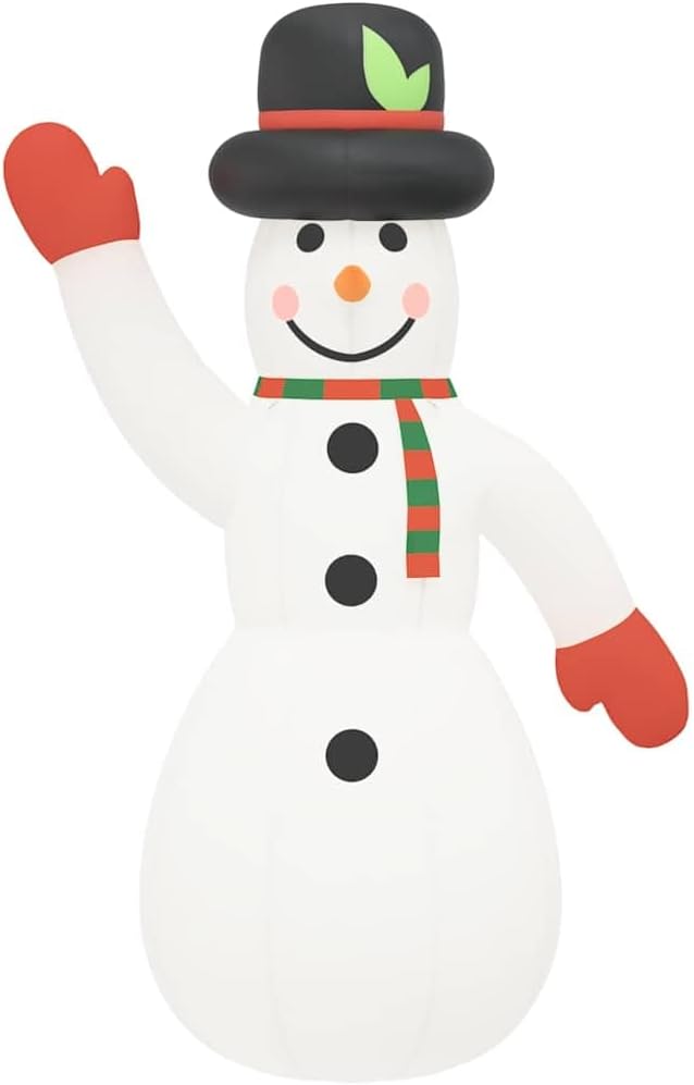 vidaXL Inflatable Snowman, Holiday Blow up Ornaments with LEDs, Indoor Outdoor Decorations for Christmas Party Festival, Modern Style