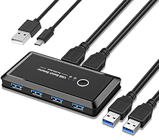 USB 3.0 Switcher Selector 2 Computers Sharing 4 USB Devices KVM Switch Hub Adapter for Keyboard Mouse Printer Scanner U-Disk, Hard Drives, Headsets, KVM Console Box Compatible with Mac/Windows/Linux