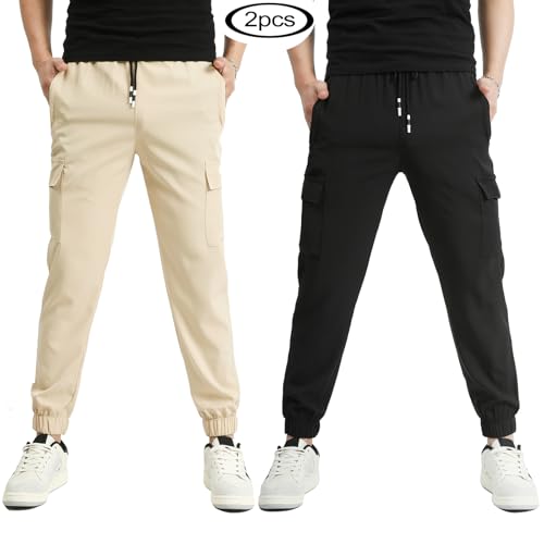 Image of Boys Cargo Joggers Pants Outdoor Youth Quick Dry Hiking Pants Lightweight Athletic Pants with Zipper Pockets
