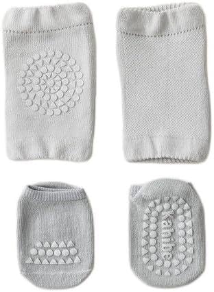 Juego de rodilleras y calcetines para bebés que gatean para niños y niñas, ahorra niños pequeños y niñas de 0 a 12 a 36 meses, rodilla y tobillo