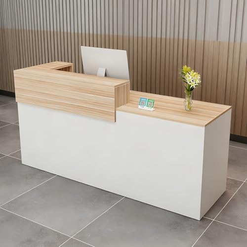 CCUKTFN Mostrador de Recepción Moderno de MDF, 100–240 cm, con Cajón y Estantes Abiertos, Mueble de Oficina para Tiendas, Salones, Consultorios y Recepciones
