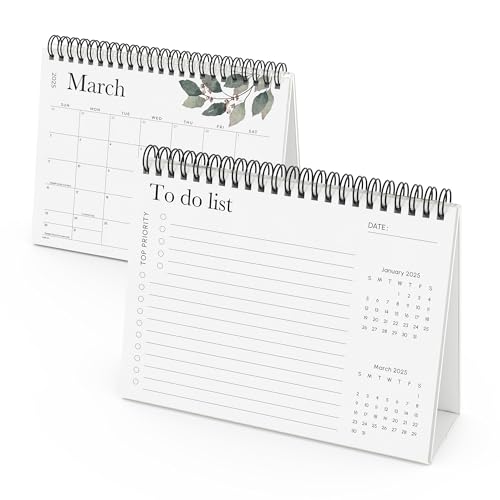 Calendário de mesa pequeno 2025, calendário de mesa dobrável Cabbrix para 18 meses de janeiro de 202