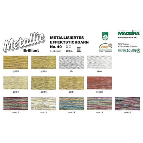 Image of Madeira 9842-011 Metallic Nylon /Polyester Embroidery Thread, 40wt /220 yd, Textured Aluminum
