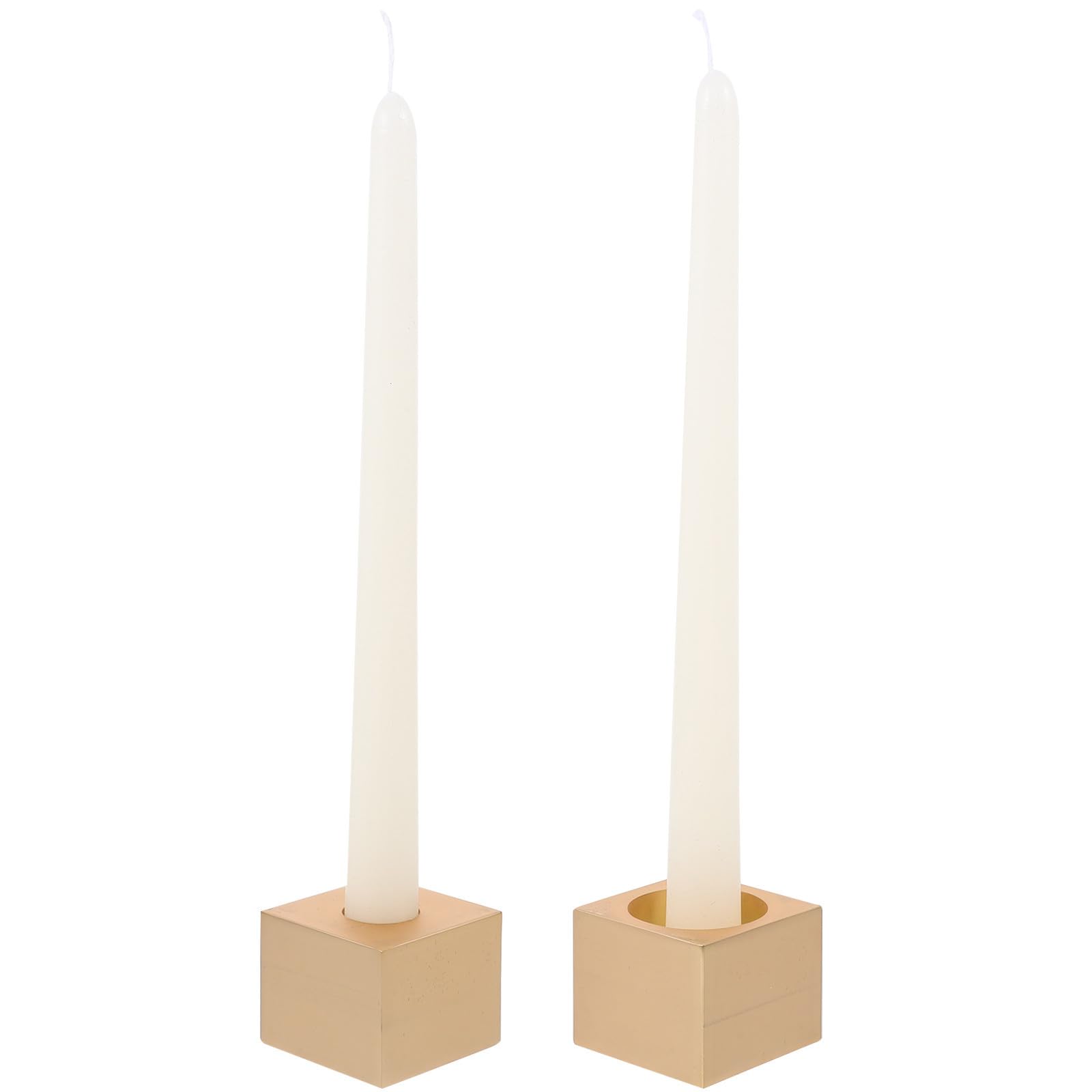Vintage Kerzenhalter aus Metall für Tischdeko, Beige, Schlicht