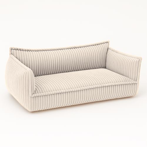 chilly pilley Canapé pour Enfants en Velours Côtelé, Canapé pour Enfants Confortable avec Motif Côtelé (Crème)