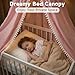 LOAOL Bed Canopy with Pom Pom for Kids Crib Baby Girl Netting Cover Canopy Crib Curtain Reading Nook Hanging Tent Nursery Play Game Castle Room Decoration (Pink)