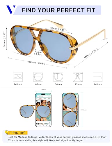 Image of VANLINKER Oversized Trendy Polarized Aviator Sunglasses for Women Men Retro Round Sunglasses Vintage Shield Shades VL9798