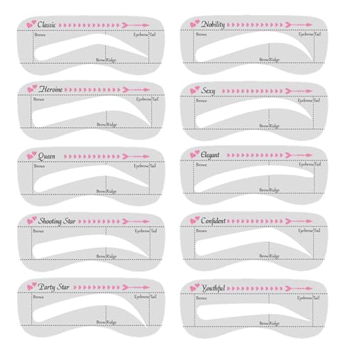 UEIOAVL Colores para cejas, 10 tarjetas de cejas reutilizables para mujeres plantillas de diferentes formas herramientas de maquillaje para principiantes