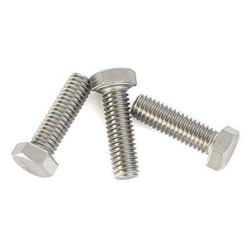 Image of Mellewell M10-1.5 x 25mm Hex Head Screw Bolts, Fully Threaded, Stainless Steel 18-8, Plain Finish, Quantity 10