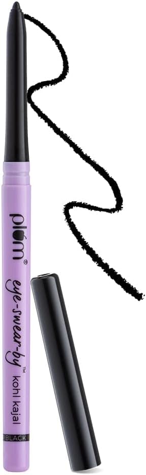 Plum Eye-Swear-By Kohl Kajal | Kajal Pencil | Matte Finish | Smudge Proof & Waterproof | Makeup (Deep Black, Pack Of 1)