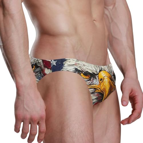 Men's Bald Eagle American Flag 4th of July Swim Briefs Bikini Swimsuit S 202b54953
