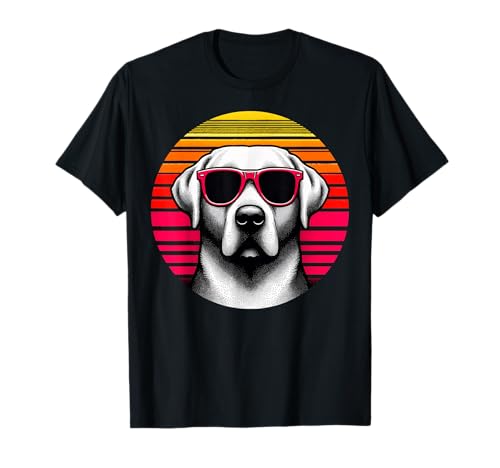 Cool Labrador Retriever Dog Vintage Sunset Gafas de sol de los años 70 Camiseta