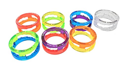 ONIPAX Polycarbonate Adjustable Headset spacers. 1 1/8". One Set can Adjust to 10mm/11mm/12mm/13mm/15mm .3sets/Bag. Orange. - Thumbnail 4