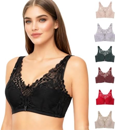 Floral Secret Comfort Bra for Women Lace Push Up Front Closure Bras No Underwire Lightweight Sexy Bra with Back Support
