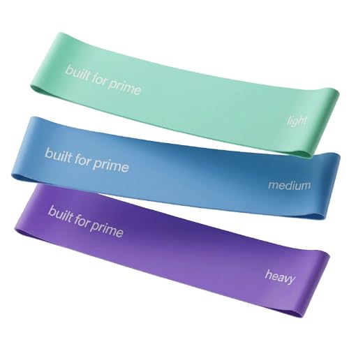 Built For Prime Mini Resistance Bands (Set of 3) Premium Exercise Bands for Strength Training & Activation Seafoam Sky and Amethyst