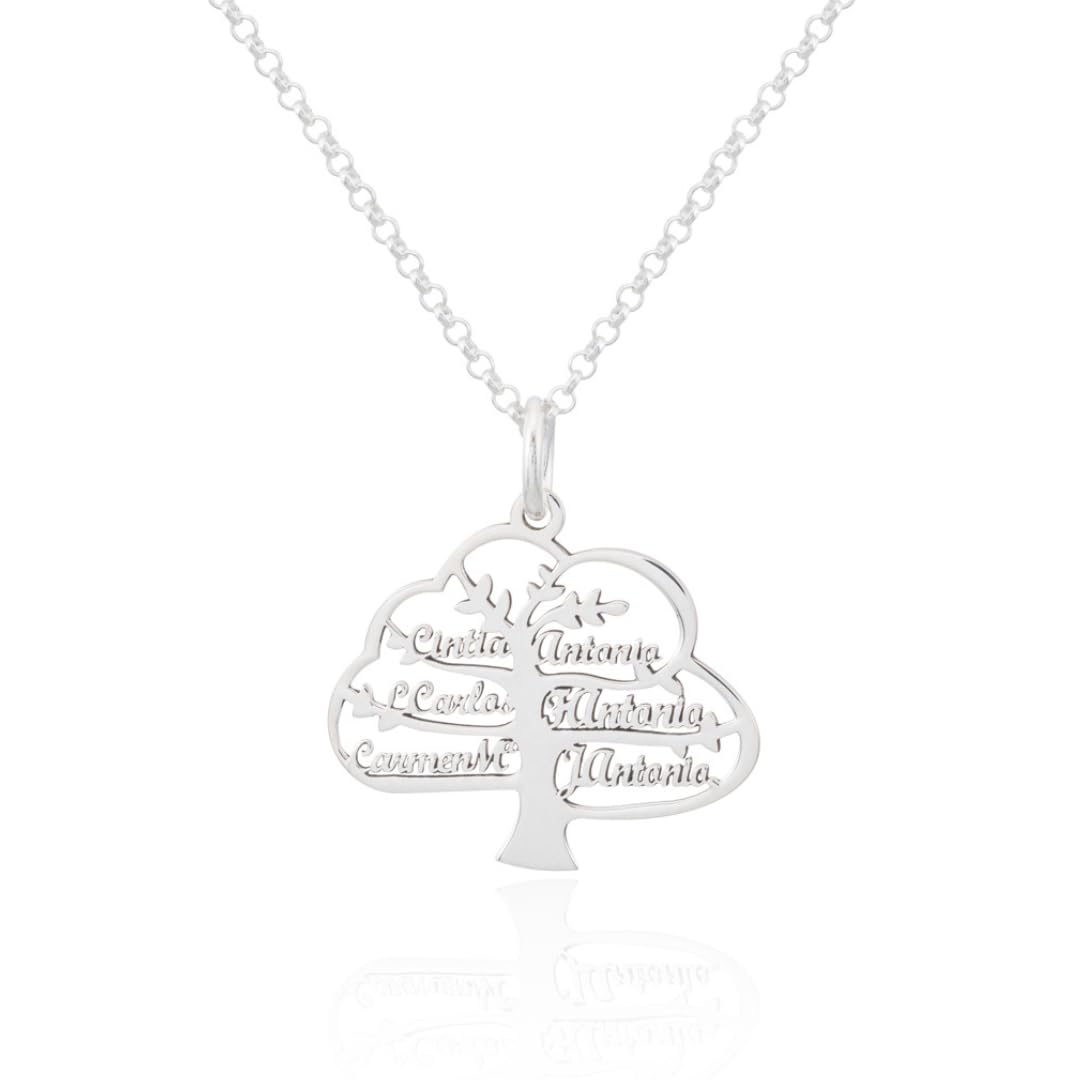 Collar Personalizable Árbol de la Vida con nombres para Mujer Personalizado, con cadena Rolo de 40cm + Alargador. Gargantilla ideal para regalar a madres o abuelas. (Corazón hasta 6 Nombres) — view 5