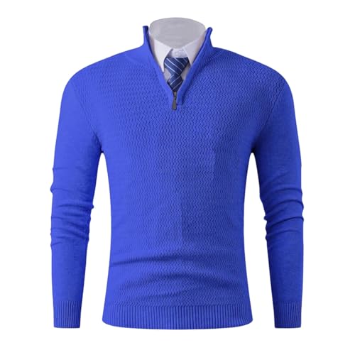 Quarter Zip Pullover Men Sweater - Long Sleeve Mock Neck Cable Knit Sweaters Business Casual Thermal Clothes 2025