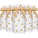 Frienda 30 Packs Treat Bags with Drawstring Candy Bags, Plastic Favor Bag Drawstring Cookie Bags for Christmas Wedding Party Birthday Engagement Holiday Favor (Gold Polka Dot Print)