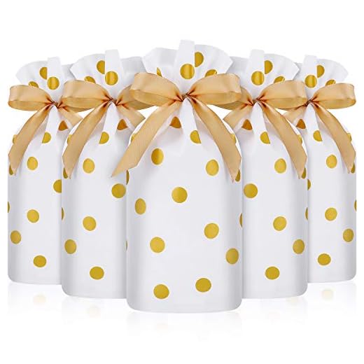 Frienda 30 Piezas Bolsa de Dulces con Cordón, Bolsa de Favores de Plástico Bolsa de Galletas de Cordón para Navidad Boda Cumpleaños Compromiso Fiesta (Impresión de Puntos Lunares Dorados)