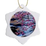 3 inch Snowflake Porcelain Ornament - USA, Smoky Mountains National Park, Fall Foliage at a Mountain Stream. Streams