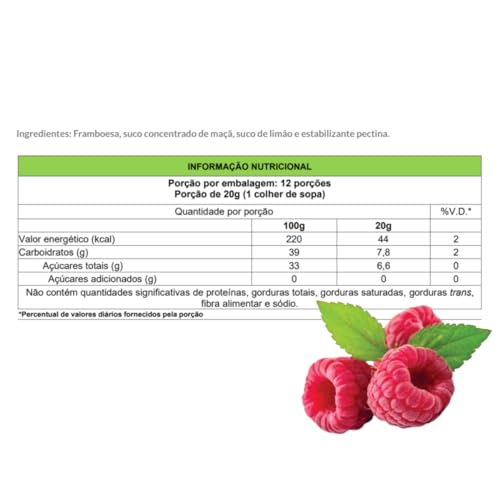 GELÉIA DE FRAMBOESA 100% FRUTA PURO & LEVE - 230G