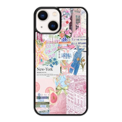 qizjio Preppy Coastal Collage Phone Case Shockproof Protective Ocean Beach Phone Case for iPhone 14