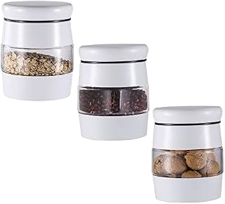 Royal Cuisine glass storage jars canister storage containers tea coffee sugar set 3pcs (White)