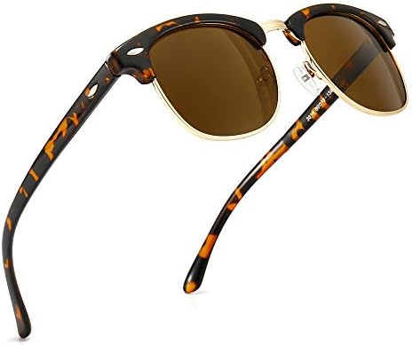 SUNGAIT Retro Round Semi Rimless Polarized Sunglasses UV Protection for Men Women