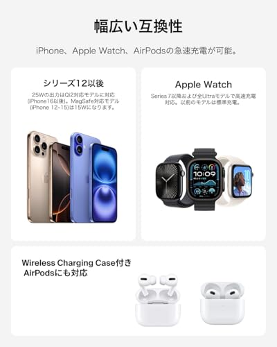 undefined 【Amazon.co.jp限定】Belkin Qi2 25W ワイヤレス充電器 3 in 1 世界初 充電スタンド Qi2公式認証 MagSafe マグセーフ 急速充電 iPhone Apple Watch アップルウォッチ Google Pixel 10 Pro XL サンドホワイト WIZ040dqSD ※Amazon.co.jp限定 壁紙ダウンロード付き の商品画像 14