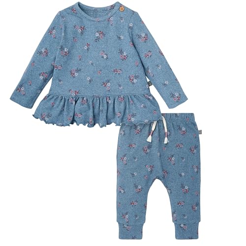Modern Moments by Gerber - Modern Moments by Gerber Baby Girls' Hacci Top and Pant Set, Blue Heather, 12 Months