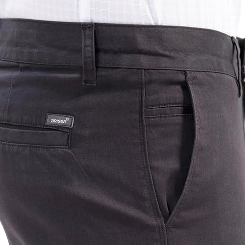 Image of ARISER Men's 100% Cotton Smart Fit Chino Trousers | Solid Casual & Office Wear Pants | Soft Breathable Fabric | Stylish Flat-Front Stretchable Chinos for Daily Use