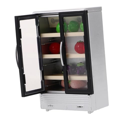 HEMOTON de Frigorífico para Casa de Muñecas Miniatura Doble Puerta con Frutas Diseño Realista para Simulación