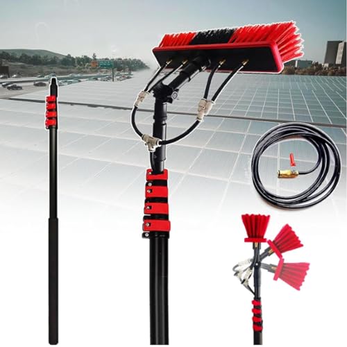 Kit de perche d'arrosage télescopique de 3,7 à 12 m avec brosse et tête rotative pour vitres