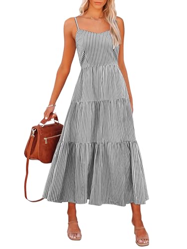 ANRABESS Womens Summer Striped Midi Dresses Casual Beach Sundress