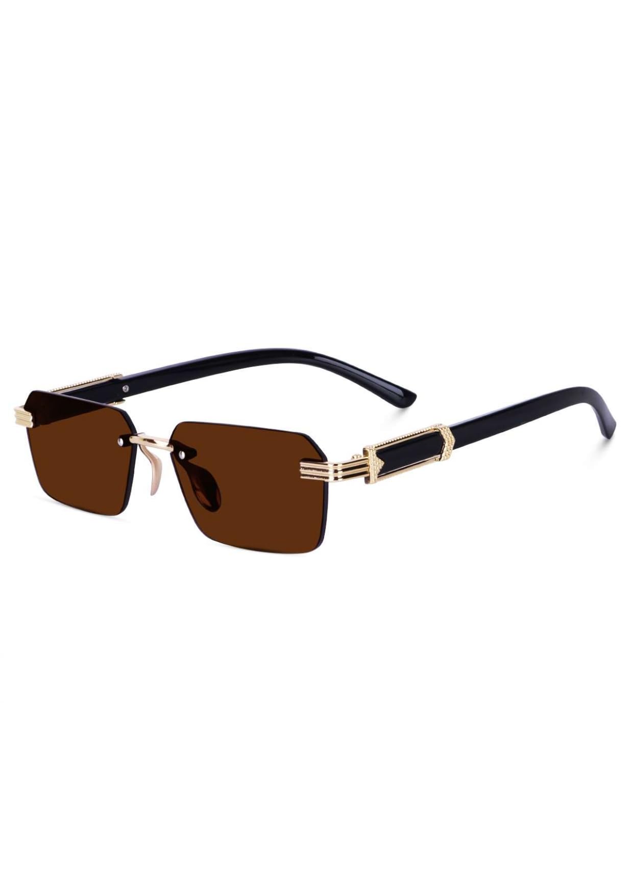Retro Rimless Sunglasses Rectangle Women Men Vintage Frameless Sun Glasses Fashion Frameless Square Tinted Glasses-image-9