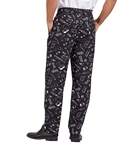 Nanxson Men's Baggy Chef Pants, Printed Work Pants With Elastic Waist Restaurant Kitchen Uniforms Cfm2013 (Printed, Large) #TOP2