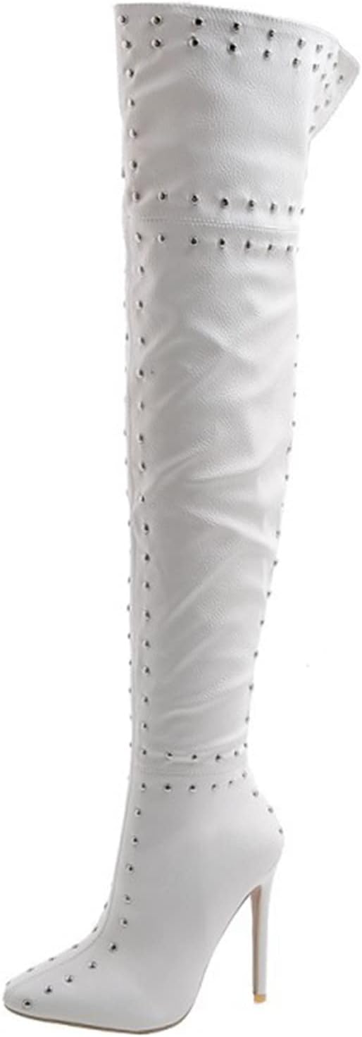 Love Shoes Sexy Stiletto Heeled Knee Boots Closed Toe Pointed Toe Fashion High Boots Side Zipper Long Tube Boots Outdoor Evening Party